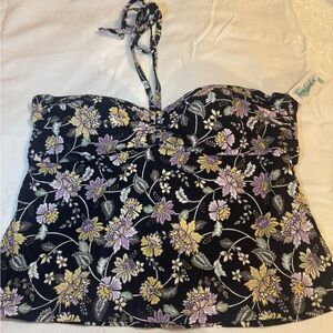 Floral Black and Purple Swim Camisole and bikini bottoms by Freshwater